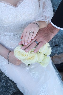 Romantic wedding photography in Palm Coast, Florida, capturing a newlywed couple at a scenic outdoor location.